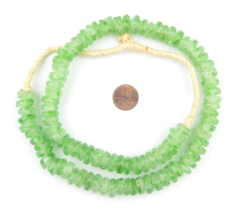 Green Swirl Rondelle Recycled Glass Beads - The Bead Chest