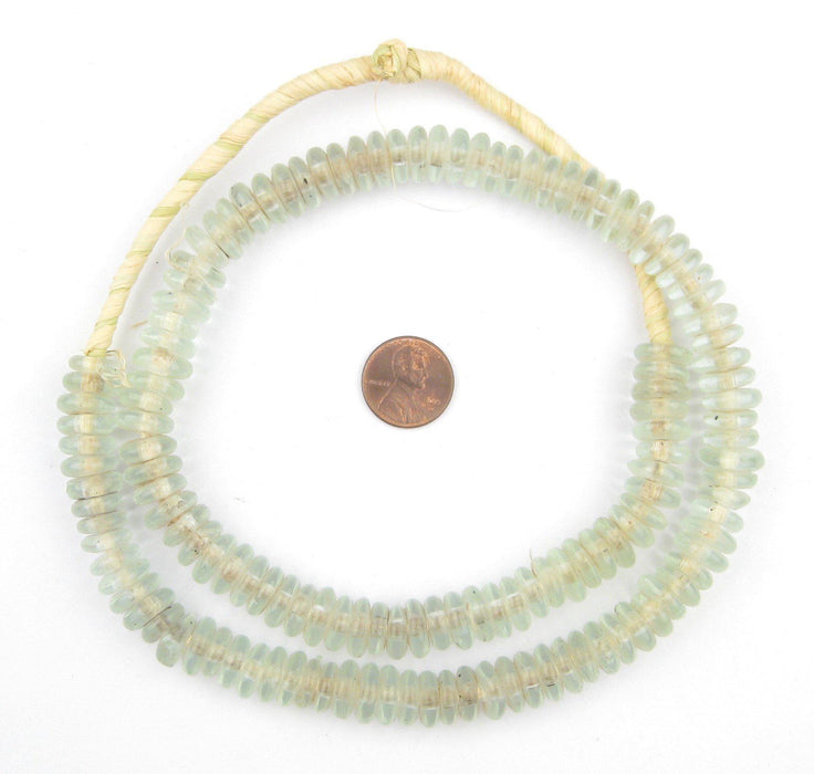 Clear Aqua Rondelle Recycled Glass Beads - The Bead Chest