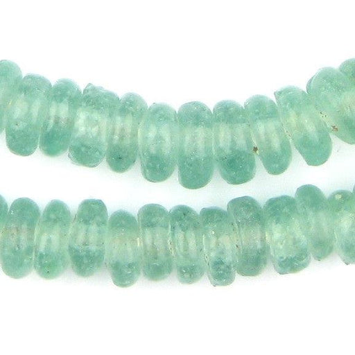 Green Aqua Rondelle Recycled Glass Beads