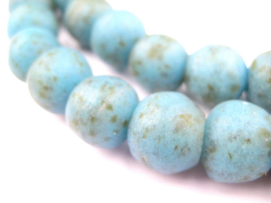 Vintage-Style Turquoise Recycled Glass Beads (13mm) - The Bead Chest