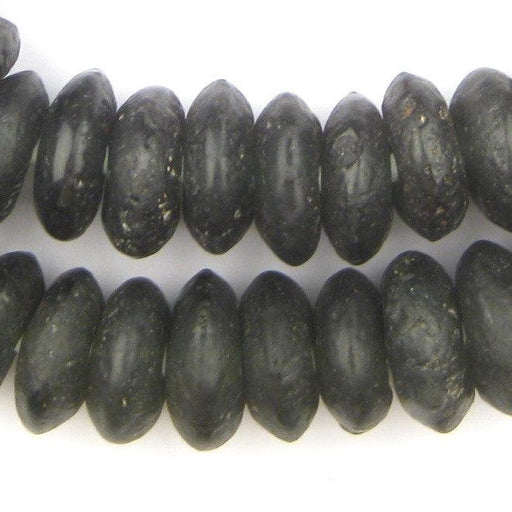 Jumbo Opaque Black Rondelle Recycled Glass Beads - The Bead Chest