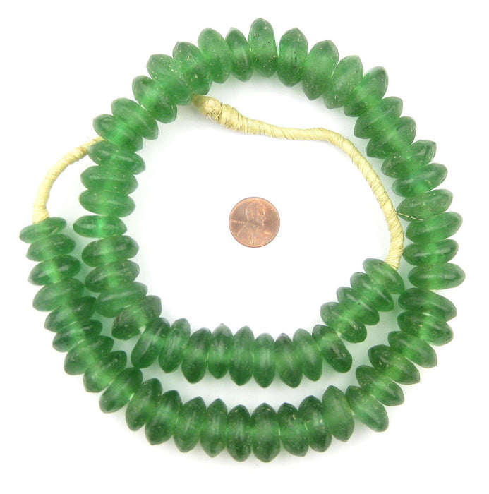 Jumbo Light Green Rondelle Recycled Glass Beads - The Bead Chest