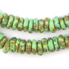 Organic Green Fused Rondelle Recycled Glass Beads (11mm)