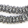Black & White Fused Rondelle Recycled Glass Beads (14mm)