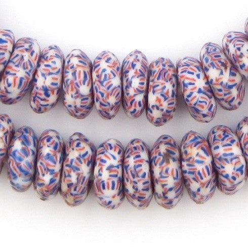 Chevron Fused Rondelle Recycled Glass Beads (14mm) - The Bead Chest