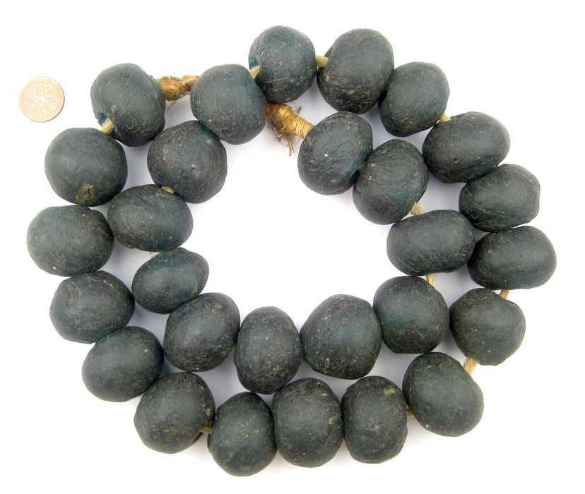 Super Jumbo Teal Recycled Glass Beads (33mm) - The Bead Chest