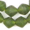 Jumbo Asparagus Green Bicone Recycled Glass Beads (34mm)
