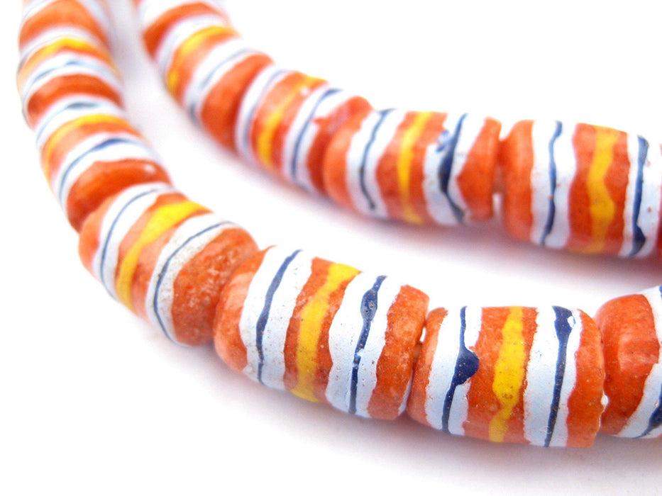 Red Candy Krobo Cylinder Beads - The Bead Chest
