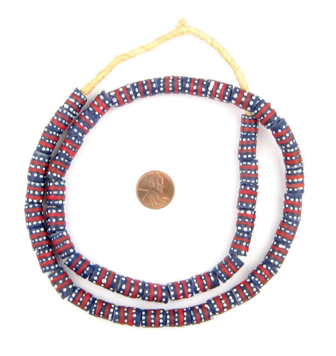 Red Stripe and Dot Krobo Beads - The Bead Chest