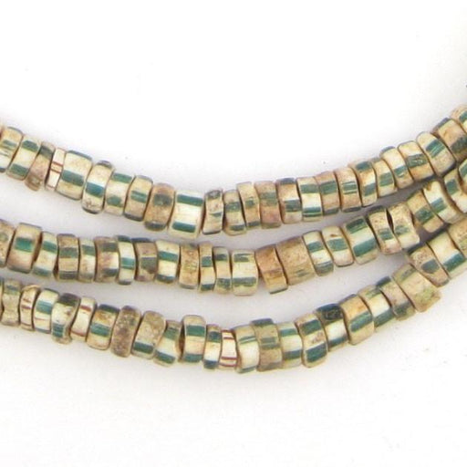 Old Striped Green Venetian Glass Beads