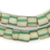 Old Green & White Striped Venetian Glass Beads