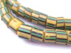 Old Yellow & Green Striped Venetian Glass Beads - The Bead Chest