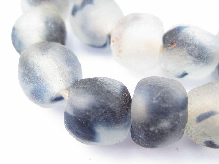 Blue Camouflauge Recycled Glass Beads (14mm) - The Bead Chest