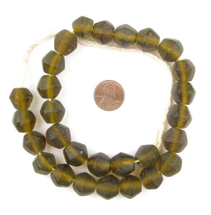 Brown Sea Glass Java Faceted Bicone Beads - The Bead Chest