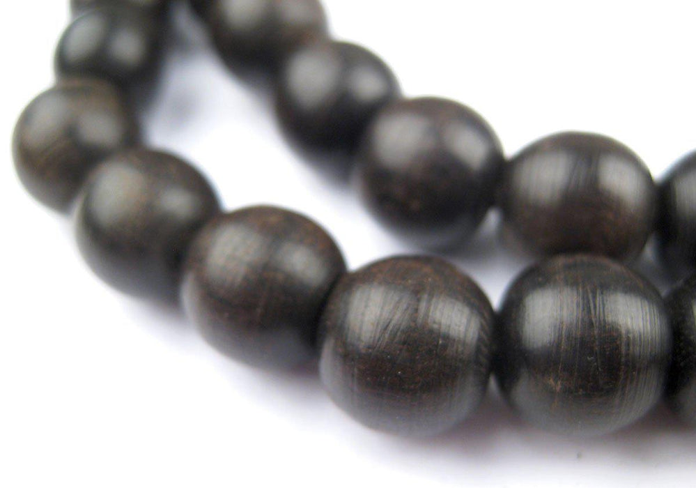 Sable Black Wood Beads (Round) - The Bead Chest