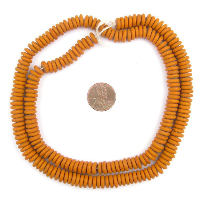 Pumpkin Orange Glass Disk Beads (9mm) - The Bead Chest