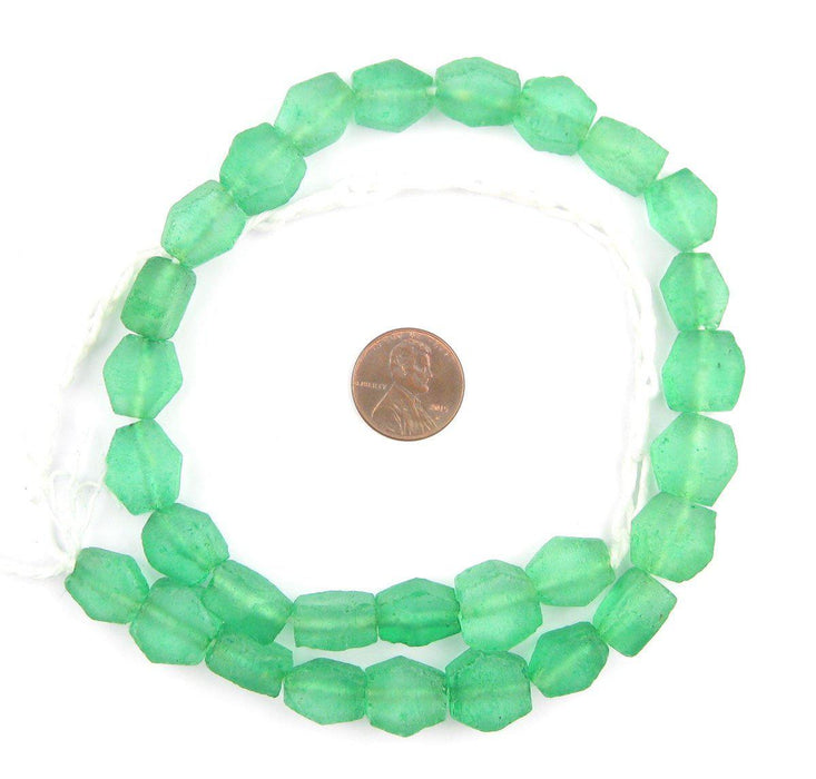 Verdant Green Hexagon Java Recycled Glass Beads - The Bead Chest