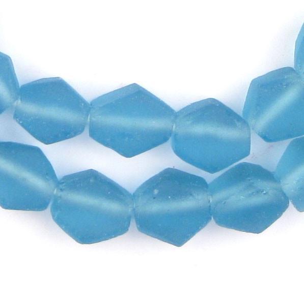 Light Blue Hexagon Java Recycled Glass Beads - The Bead Chest