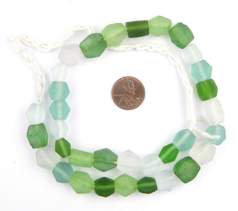 Jungle Medley Hexagon Java Recycled Glass Beads - The Bead Chest