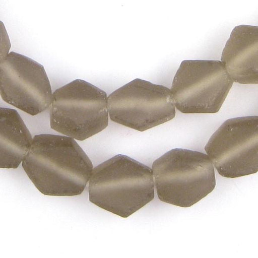 Groundhog Grey Hexagon Java Recycled Glass Beads - The Bead Chest