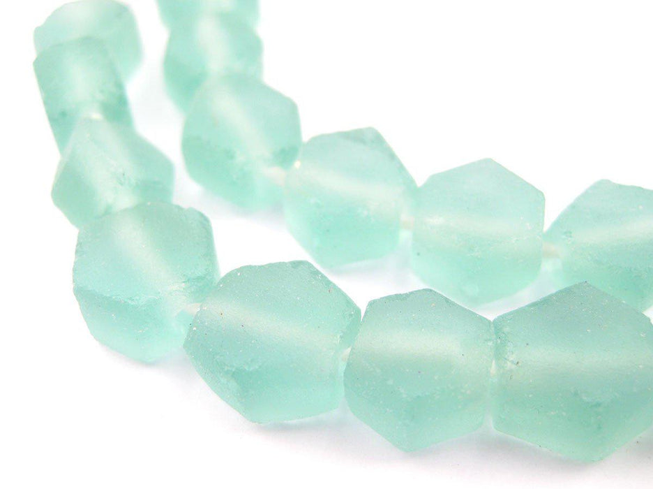Clear Marine Hexagon Java Recycled Glass Beads - The Bead Chest