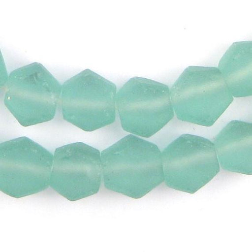 Clear Marine Hexagon Java Recycled Glass Beads - The Bead Chest