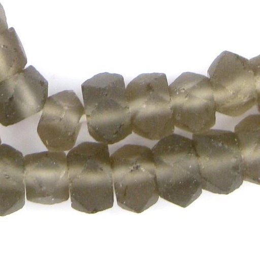 Groundhog Grey Faceted Recycled Java Sea Glass Beads - The Bead Chest
