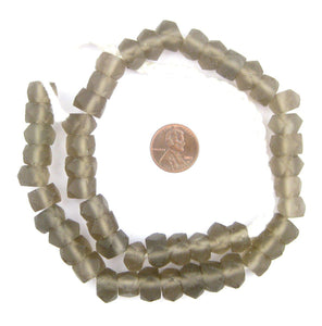 Smoky Gray Faceted Recycled Java Sea Glass Beads — The Bead Chest