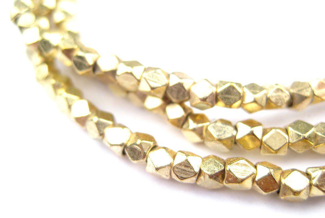 Diamond Cut Faceted Gold Color Beads (3mm) - The Bead Chest