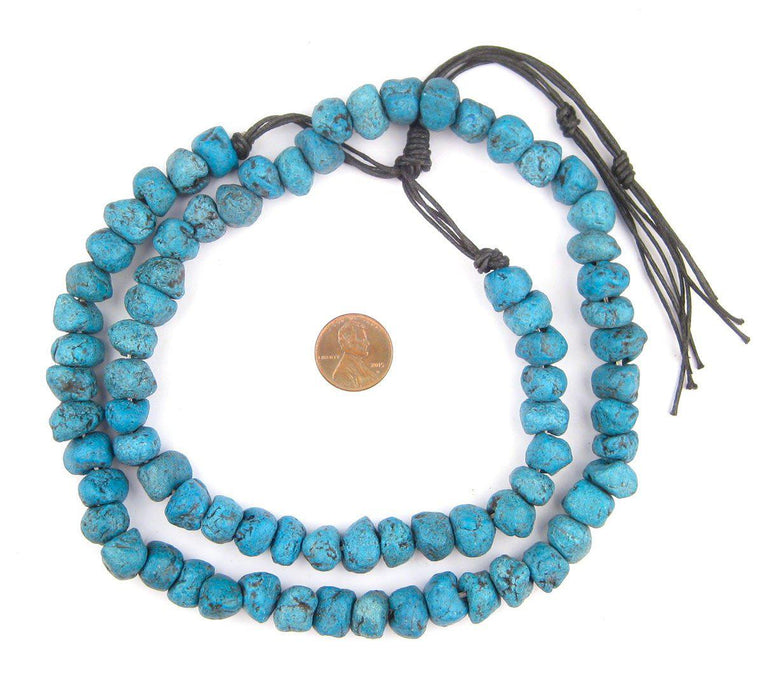 Teal Moroccan Pottery Beads (Chunk) - The Bead Chest