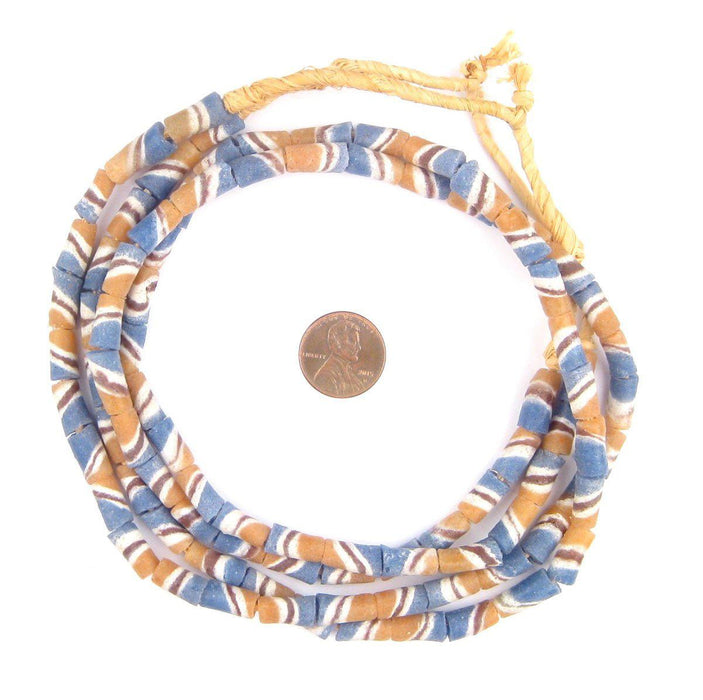 Blue and Orange Sandcast Powder Glass Beads (2 Strands) - The Bead Chest