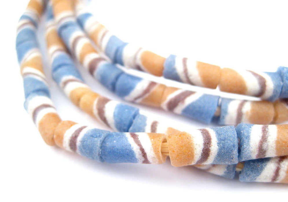 Blue and Orange Sandcast Powder Glass Beads (2 Strands) - The Bead Chest