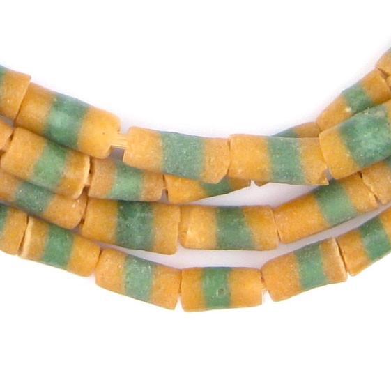 Orange and Green Sandcast Powder Glass Beads (2 Strands) - The Bead Chest