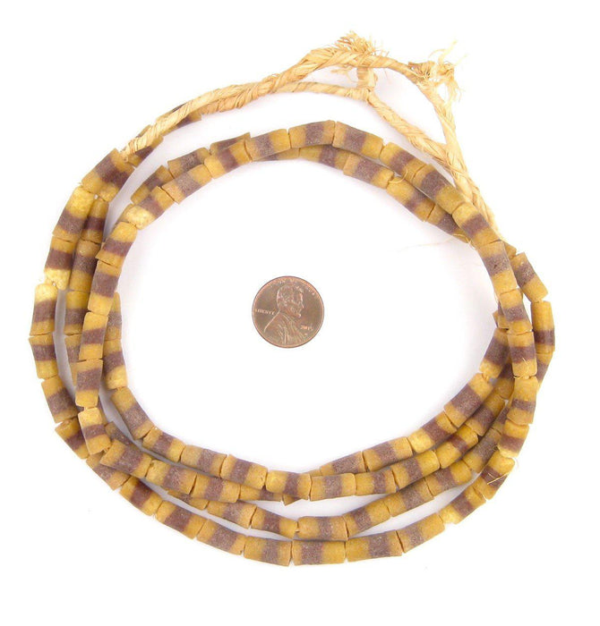Brown and Yellow Sandcast Powder Glass Beads (2 Strands) - The Bead Chest