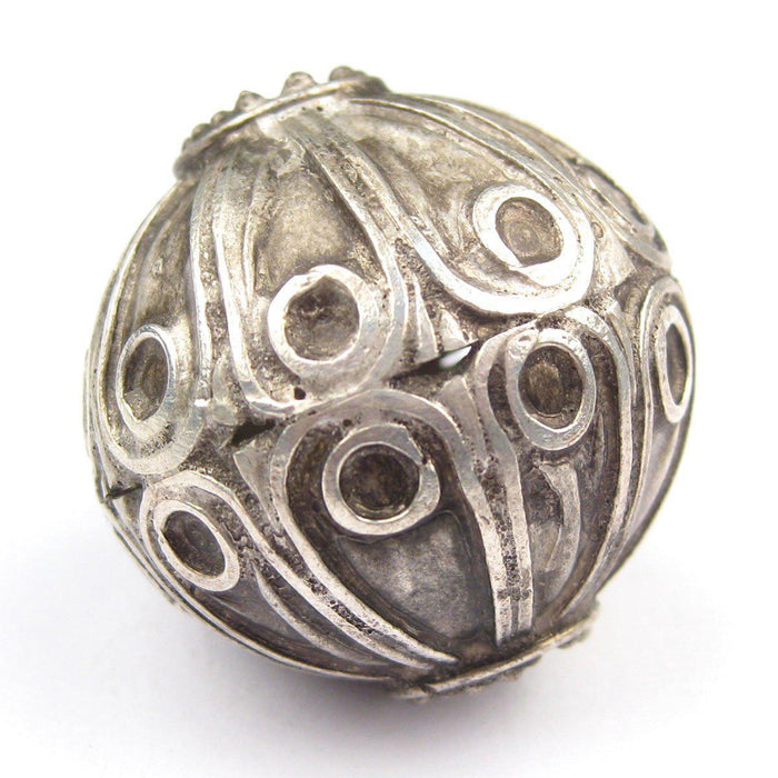 Moroccan Silver Floral Bead (32mm) - The Bead Chest