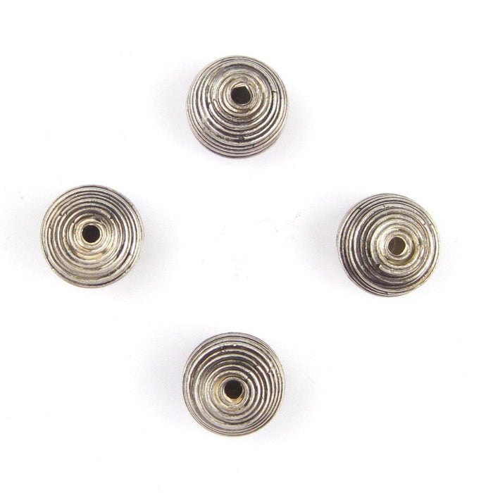 Artisanal Berber Silver Spiral Beads (15x17mm) (Set of 4) - The Bead Chest