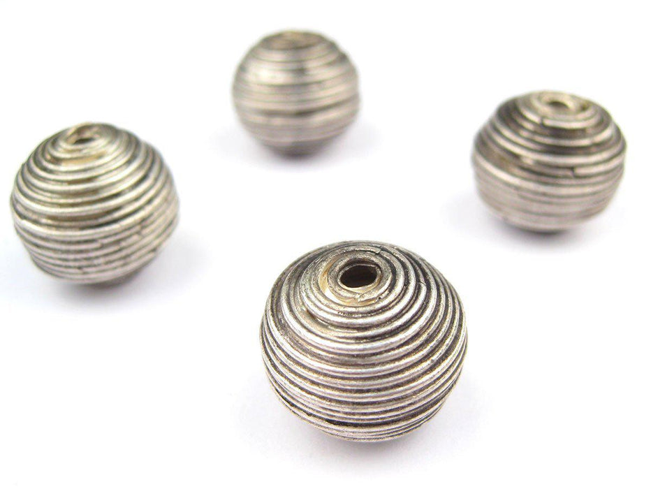 Artisanal Berber Silver Spiral Beads (15x17mm) (Set of 4) - The Bead Chest