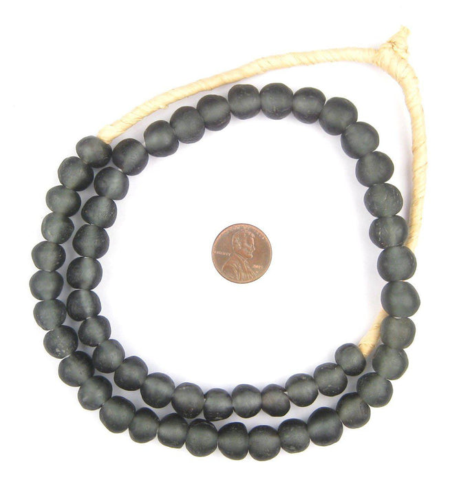 Charcoal Black Recycled Glass Beads (11mm) - The Bead Chest