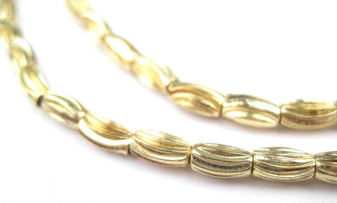 Brass Patterned Rice Beads (6x3mm) - The Bead Chest