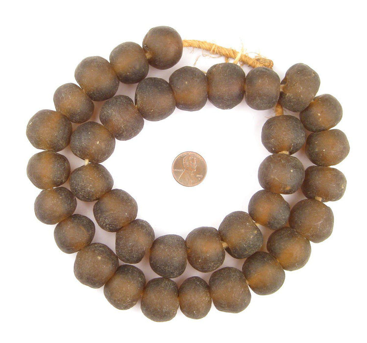 Jumbo Mocha Brown Recycled Glass Beads (23mm) - The Bead Chest