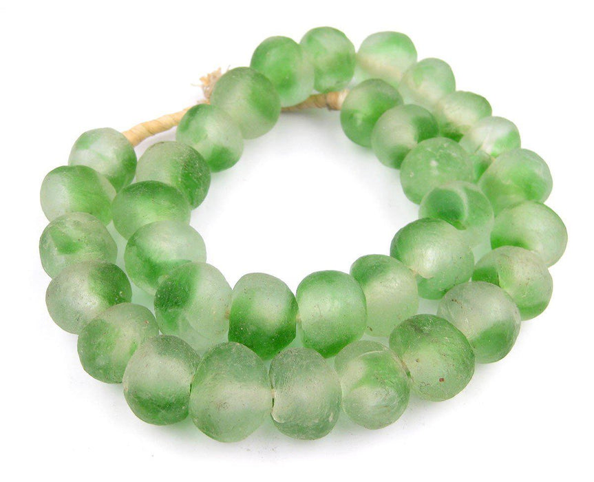 Jumbo Green Swirl Recycled Glass Beads (25mm) - The Bead Chest