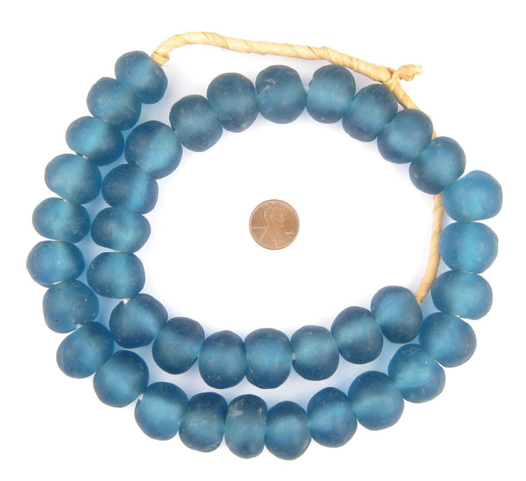 Jumbo Light Blue Recycled Glass Beads (24mm) - The Bead Chest