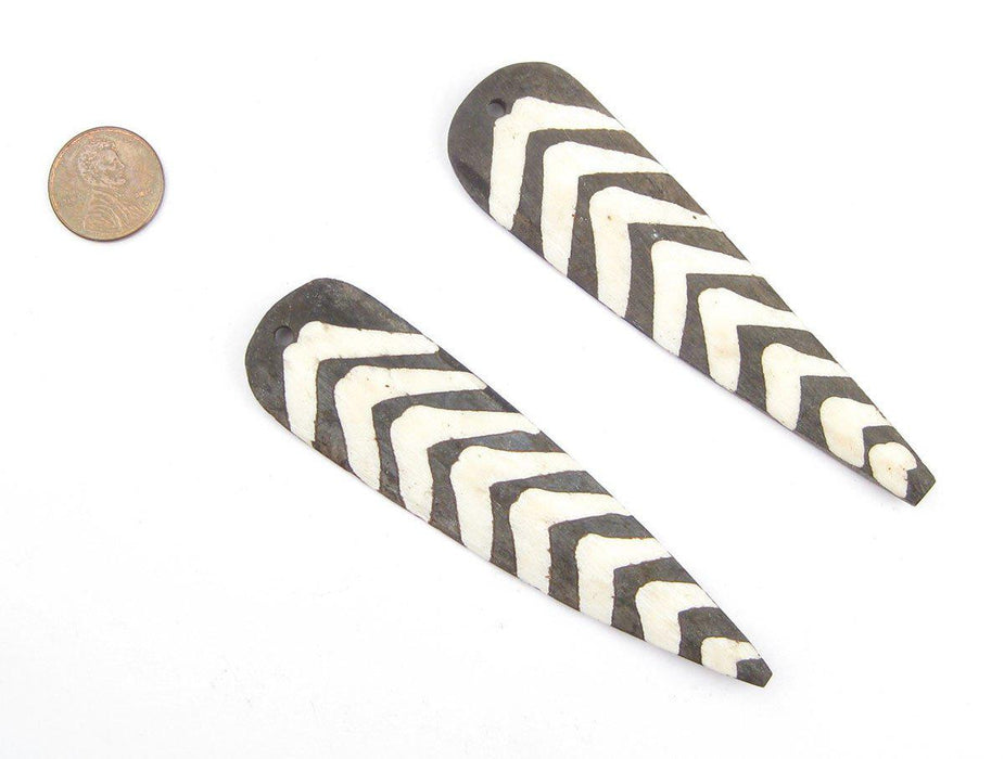 Batik Bone Feather Pendant - Arrow Design (Set of 2) - The Bead Chest