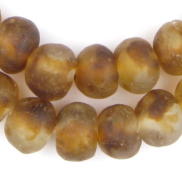 Jumbo Brown Swirl Recycled Glass Beads (23mm) - The Bead Chest