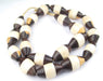 Multicolor Inlaid Ebony & Bone Tanzanian Bicone Beads - The Bead Chest