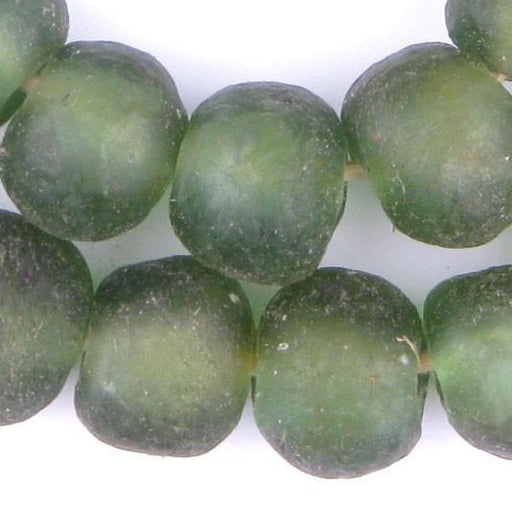 Jumbo Asparagus Green Recycled Glass Beads (22mm) - The Bead Chest