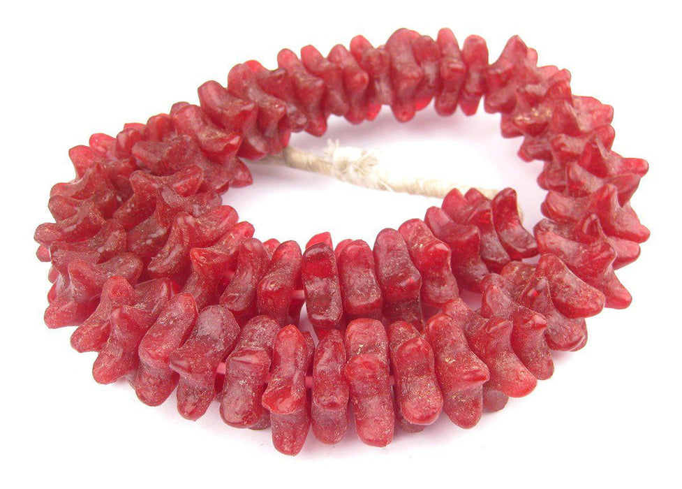 Red Star Shape Recycled Glass Beads - The Bead Chest