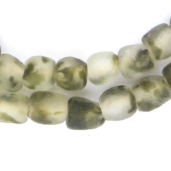 Green Camouflauge Recycled Glass Beads (11mm) - The Bead Chest