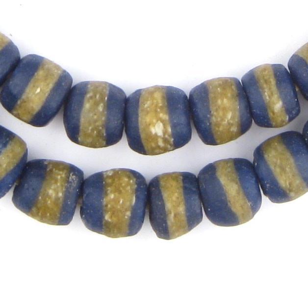 Cobalt Blue Kente Krobo Beads (14mm) - The Bead Chest