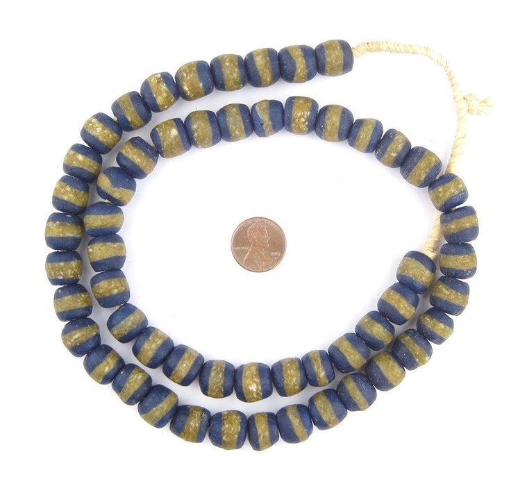 Cobalt Blue Kente Krobo Beads (14mm) - The Bead Chest